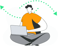 A man sitting cross legged with a laptop