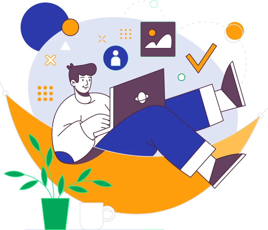 A man lying on a chair with his legs crossed