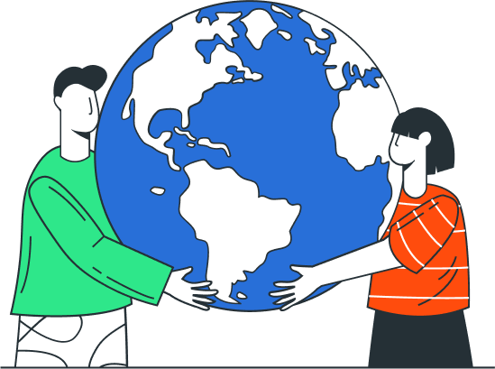 kickhost international 1 A man and woman holding a globe