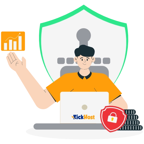 A cartoon of a man sitting at a laptop