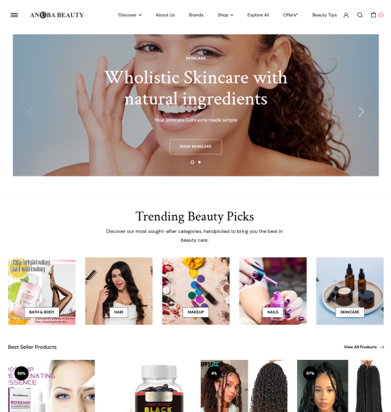A screenshot of a beauty website