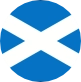 A blue and white cross in a circle